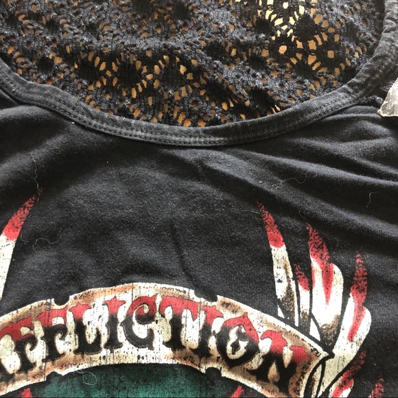 AFFLICTION Screamin Roses Crochet Sleeve T-Shirt - Picture 8 of 10